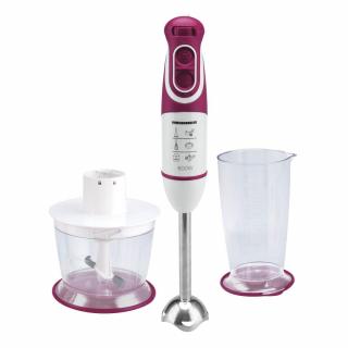 Blender Heinner Charm HB-600BG, 600W, vertical,de mana,5 viteze, functie Turbo, tel, tocator, Alb Visiniu