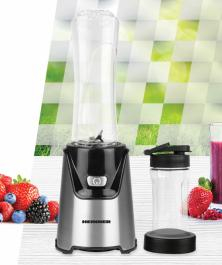 Blender sport Heinner WellGo Mix 400 HSB-T400SS, 400W, recipiente Tritan fara BPA 600 400ML, buton ON OFF, 19000RPM, lame din inox, carcasa din inox, argintiu negru