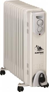 Calorifer electric Albatros RA-11T, 3 trepte, 2500 W, 480 x 145 x 570 mm, 11 elementi, termostat reglabil, Alb