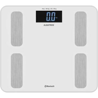 Cantar electronic de persoane Albatros Smart Fit ,cu analizator corporal, Greutate maxima 180 kg,Alb