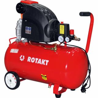 Compresor aer cu piston Rotakt ROCP-50-8, putere 2.5 CP,50 L, presiune 8 bar, debit aer 250 l min,Negru-Rosu