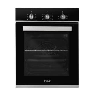 Cuptor incorporabil Samus SC457GTBV, 43 L, Latime 45 cm, 1900 W, 6 functii, Ventilator, Grill, Clasa energetica A, Timer mecanic, Negru Inox