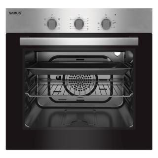 Cuptor incorporabil Samus SC616GTXV, Electric, 56 L, Ventilator, Timer, 5 functii, Clasa energetica A, Inox