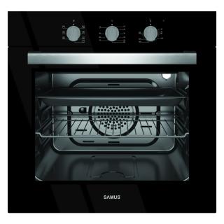 Cuptor incorporabil Samus SC618TGV,2200 W,56 l,7 functii,Ventilator,Grill electric 2000 W,Timer mecanic,Ventilatie tangentiala de racire,Clasa energetica A,Negru