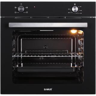 Cuptor incorporabil Samus SC621G4,2000 W,81 l,4 functii,Ventilator tangential de racire,Reglaj temperatura A  ntre 50-250 A  C,clasa energetica A,Negru