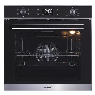 Cuptor incorporabil Samus SC625GDX5,2000 W,75 l,5 functii,Semi grill,Ventilator tangential de racire,Reglaj temperatura A, sA  ntre 50-250 A, sA  C,clasa energetica A,Negru