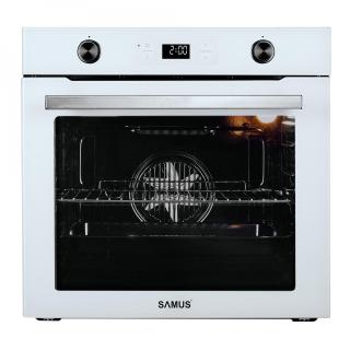 Cuptor incorporabil Samus SC626WGD9,2800 W,75 l,10 functii ,Ventilator convectie ,Autocuratare catalitica,Grill,Reglaj temperatura A, sA  ntre 50-250 A, sA  C,clasa energetica A,Alb