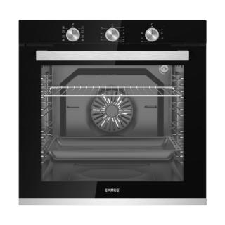 Cuptor Incorporabil Samus SC8180BGTV3D, 80 l, 8 Functii + Gatire 3D, 2500 W, Grill ellectric, Ventilator, Clasa energetica A, Timer, Negru Inox