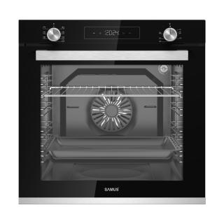 Cuptor Incorporabil Samus SCE8171BGV, 80 L, 7 Functii, Ventilator, 2500 W, Grill electric, Clasa energetica A, Negru Inox