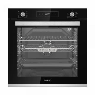Cuptor incorporabil Samus SCE828GCF3D, 80 L, 2500 W, 8 functii, Gatire 3D, Grill, Ventilator, Timer digital, Clasa energetica A, Curatare catalitica, Negru
