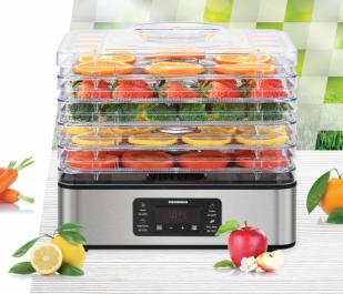 DESHIDRATOR HEINNER DRYMASTER PRO HFD-K400SS, 200-400W, ECRAN LED SI COMANDA ELECTRONICA, 5 TAVI DIN OTEL INOXIDABIL, TAVA PENTRU RULOURI DE FRUCTE, TEMPERATURA: 35-70C, TIMER: 30 MIN - 48H, PROTECTIE