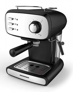 Espressor manual Heinner Black Boquette HEM-1100BKX, 850W, 15bar, rezervor detasabil 1.2L, filtru dublu din inox, Negru Inox