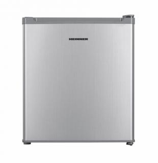 Frigider minibar Heinner, HMB-HM41SE++, 41L,51 cm,control mecanic cu termostat ajustabil, 1 raft sarma, usa reversibila,clasa energetica E, Argintiu