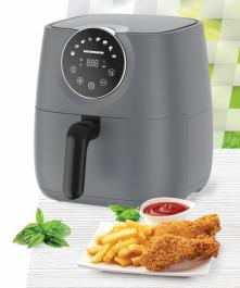 FRITEUZA CU AER CALD HEINNER SMARTFRY HAF-B6GREY1700, 1700W, CAPACITATE: 5.7L, DISPLAY DIGITAL CU CONTROL TOUCH, TIMER 60 MIN, TEMPERATURA 80-200 GRADE, 8 PROGRAME PRESETATE, SUPORT TEFLONAT DETASABIL