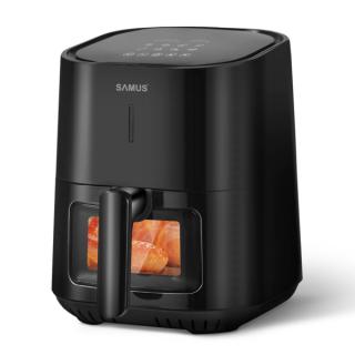 Friteuza cu aer cald Samus AF4-S1200DW, 1200 W, 4 L, Panou de control digital tactil, Timer 0-60 min, 8 ProgrameTehnologia Fry-Force 360  , NegruFriteuza cu aer cald Samus AF4-S1200DW, 1200 W, 4 L, Pan