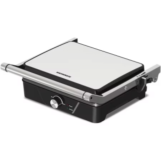 Gratar electric Heinner HEG-K2000CP, 2000W, placi fixe cu invelis antiaderent, dimensiuni placi 30 X 24.9 cm, temperatura reglabila, maner rece, deschidere 180Es, indicatoare luminoase a,  zONa,  ť Č,  i a,