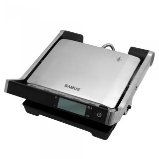 Gratar electric Samus GTS2030ACX, 2000 W,control temperatura,placi grill antiaderente,Inox