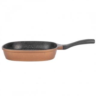 Grill Neoklein SGR30-Gold, 30 cm, aluminiu turnat, invelis antiaderent, Gold