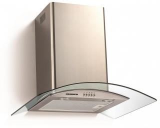 Hota incorporabila decorativa Heinner DCH-650GX, 60 cm, Putere de absorbtie 610 mc h, Iluminare LED, clasa D, inox+sticla