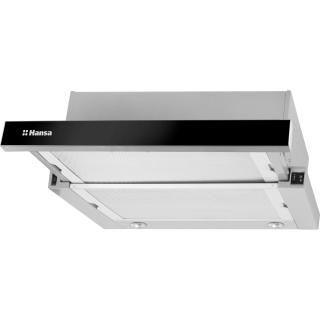 Hota telescopica Hansa OTS6226IH, 60 cm, 327 m3 h, 2 motoare, 2 filtre aluminiu, 3 trepte, iluminare, Clasa D ,inox   negru