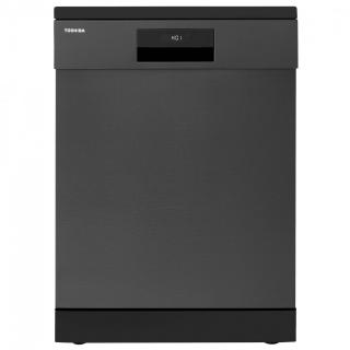 Masina de spalat vase Toshiba DW-15F3BS, 15 seturi, 8 programe, Twin Display Touch control, AquaStop, Filtru AntiBacterian, 60 cm, Clasa C,BlackSteel