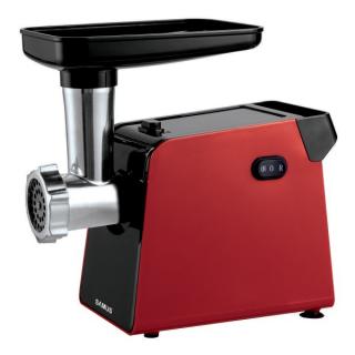 Masina de tocat carne Samus SMT1210RED, 1200 W, Cutit din inox, 3 site metalice, Accesoriu rosii, Accesoriu pentru carnati, Culoare rosie