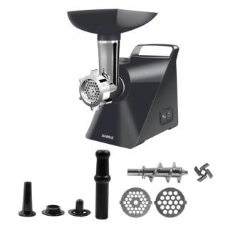 Masina de tocat Samus SMT-1215GRAY, 1200 W, 1 viteza + reverse, Accesorii pentru carnati si kibbe, Negru