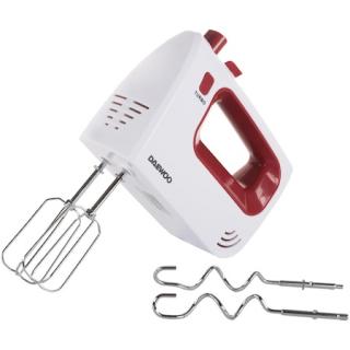 Mixer de mana Daewoo DHM122R, 300 W, 5 viteze, functie Turbo, accesoriu framantare, palete amestecare, carcasa ABS, Rosu