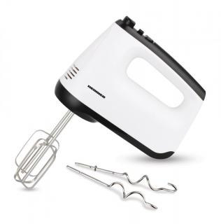 Mixer de mana Heinner White Orchid HM-400WHBK, 400W, 6 viteze + Turbo, teluri si carlige din inox, Alb Negru