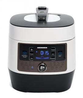 Multicooker sub presiune Heinner HPCK-6WH, 3.8 L, 15 programe, Vas antiadeziv detasabil, Presiune reglabila, Timer, Display led, Alb