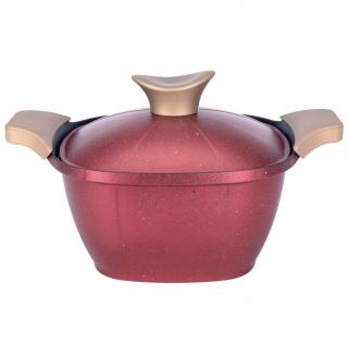 Oala Neoklein SCS20-Red, cu capac, 20 cm, 2.7 L, aluminiu turnat, invelis anti-aderent, Rosu