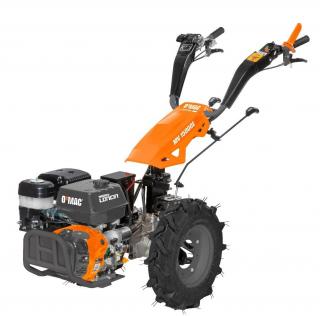 Pachet motocultivator pe benzina O-Mac MV 15000E, 4 timpi, 420 CC, 11.1 kW, 15 CP, roti cauciuc 5.00 x 10, freza 65 cm, portocaliu
