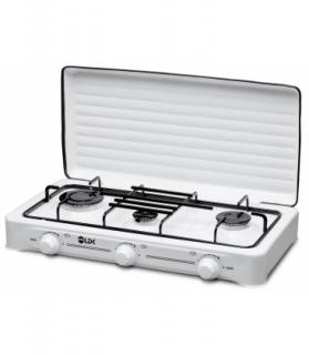 Plita aragaz LDK AMORFO 3 WHITE, Alimentare la butelie, 3 arzatoare, Capac metalic, Alb