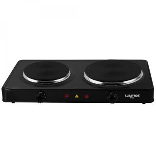 Plita electrica Albatros AP26B, 2500 W,2 suprafete de lucru din fonta,ProtecĹŁie la supraA  ncA ƒlzire,Butoane termostat,Negru