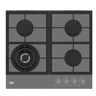 Plita incorporabila Beko HILW64225SZG, Gaz, 4 Arzatoare, Arzator Wok, 60 cm, Gri Zara