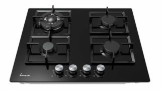 Plita incorporabila Fram FBH-M4IWF-GBK, Gaz, 4 arzatoare, Gratar fonta, Wok, Aprindere electrica, Dispozitiv de siguranta, 60 cm, Sticla neagra