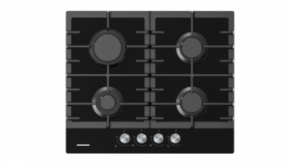 Plita incorporabila Heinner HBH-M421IRFGBK, Gaz, 4 arzatoare, Gratar fonta, Aprindere electrica, Dispozitiv de siguranta, 60 cm, Sticla neagra