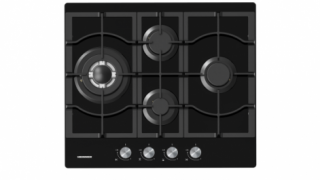Plita incorporabila Heinner HBH-M452IWFGBK, Gaz, 4 arzatoare, Gratar fonta, Wok, Aprindere electrica, Dispozitiv de siguranta, 60 cm, Sticla neagra