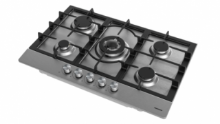 Plita incorporabila Heinner HBH-M705IWFIX, Gaz, 5 arzatoare, Gratar fonta, Wok, Aprindere electrica, Dispozitiv de siguranta,75 cm, Inox