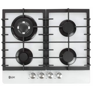 Plita incorporabila LDK Toledo WOK JZ4WHITE60, Gaz, 4 arzatoare, WOK, Aprindere electrica, Gratare fonta, Siguranta, 60 cm, Alb