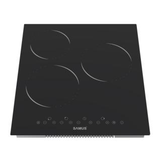 Plita incorporabila vitroceramica Samus PSVE-43BMG3, 3 Arzatoare, Latime 45 cm, Touch Control, Timer digital, Setari putere in 9 trepte, Sticla ceramica neagra mata