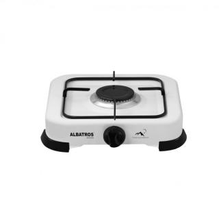 Plita pe gaz Albatros APG11W,1 arzator,Putere 2,2 kW,SuprafaČ,  ºA ƒ emailatA ƒ,GrA ƒtar metalic emailat,Alba