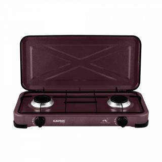 Plita pe gaz Albatros APG21BR,Putere 4,4 kW, 2x2,2 kW,SuprafaČ,  ºA ƒ emailatA ƒ,GrA ƒtar metalic emailat,Maro