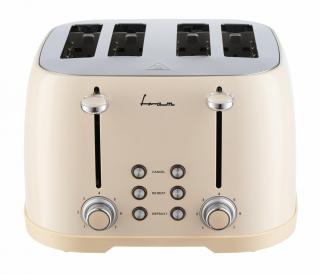 Prajitor de paine Fram FTP-800CR, 1600W, 4 felii, 6 nivele de rumenire, tavita detasabila pentru firimituri, Crem