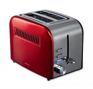 Prajitor de paine Heinner HTP-850RDIX, 850 W, 7 nivele de rumenire, 3 functii, Rosu Inox