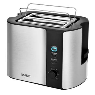 Prajitor de paine Samus FANCY, 800 W, 6 trepte de prajire, Dezghetare, Reincalzire, Oprire manuala, Inox
