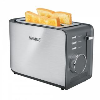 Prajitor de Paine Samus TOASTY,850 W,2 felii,7 trepte de prajire,Mecanism automat de ridicare a feliilor,dezghetare,reincalzire,Inox Negru