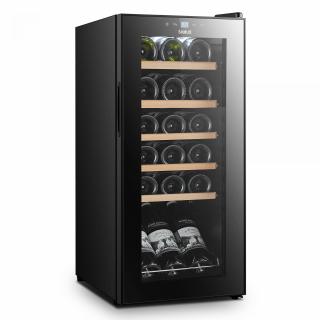 Racitor pentru vin Samus SRV55LMC,Capacitate sticle: 18,Mod racire: cu compresor,Panou control tactil cu afisaj electronic,Temperatura interioara 5-18A, sA  C,Negru