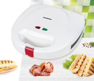 Sandwich-maker Heinner Jadde 750 SM-2K750WH, 750W, plite detasabile, invelis antiaderent, capacitate: 2 sandwich-uri, Alb