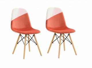 Set of 2 upholstered dining chairs - Patch Coral model Seat dimensions: